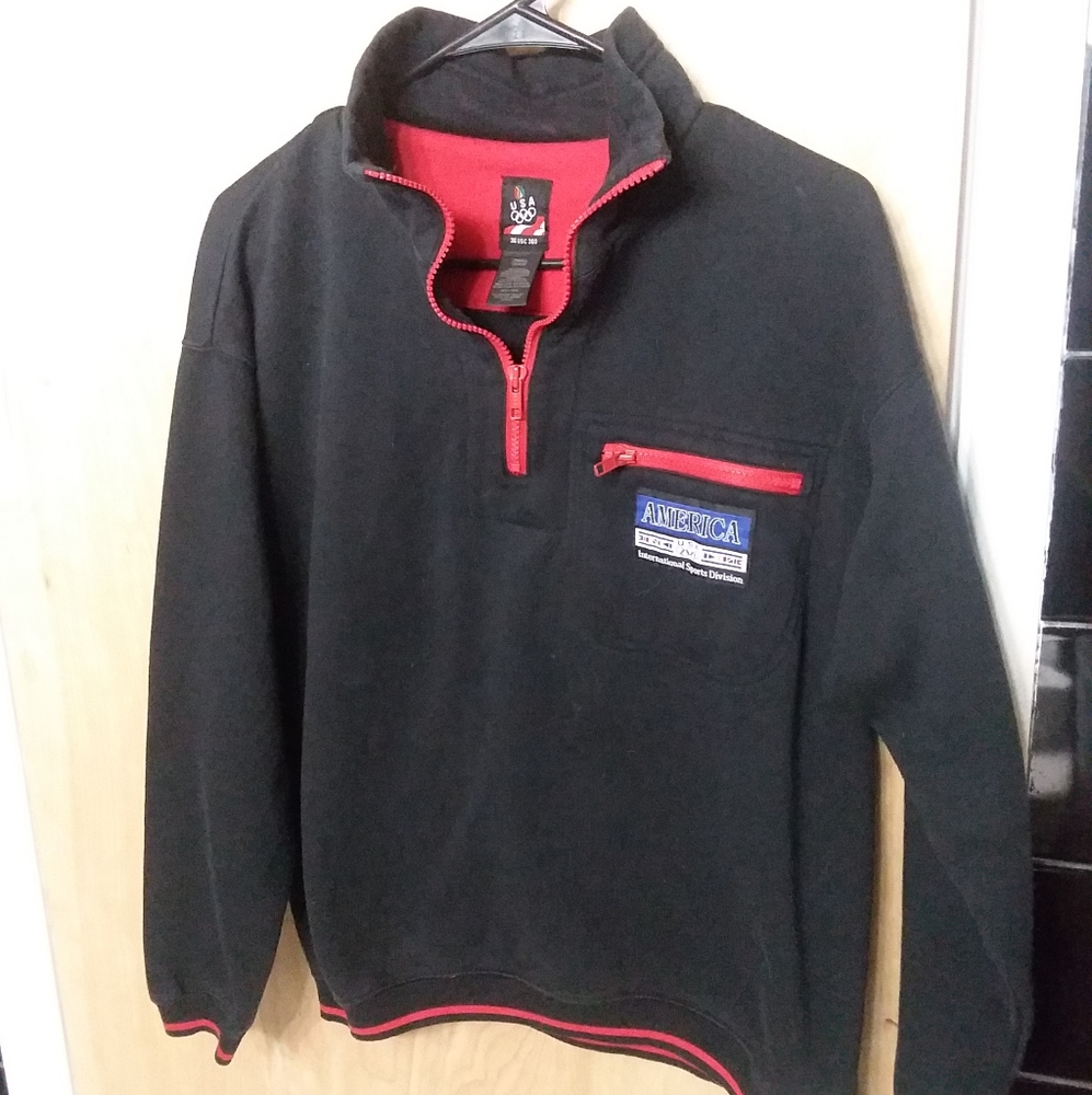 90s Vintage USA Olympics 1/4 Zip Fleece Pullover Sweater - Mens Size Small